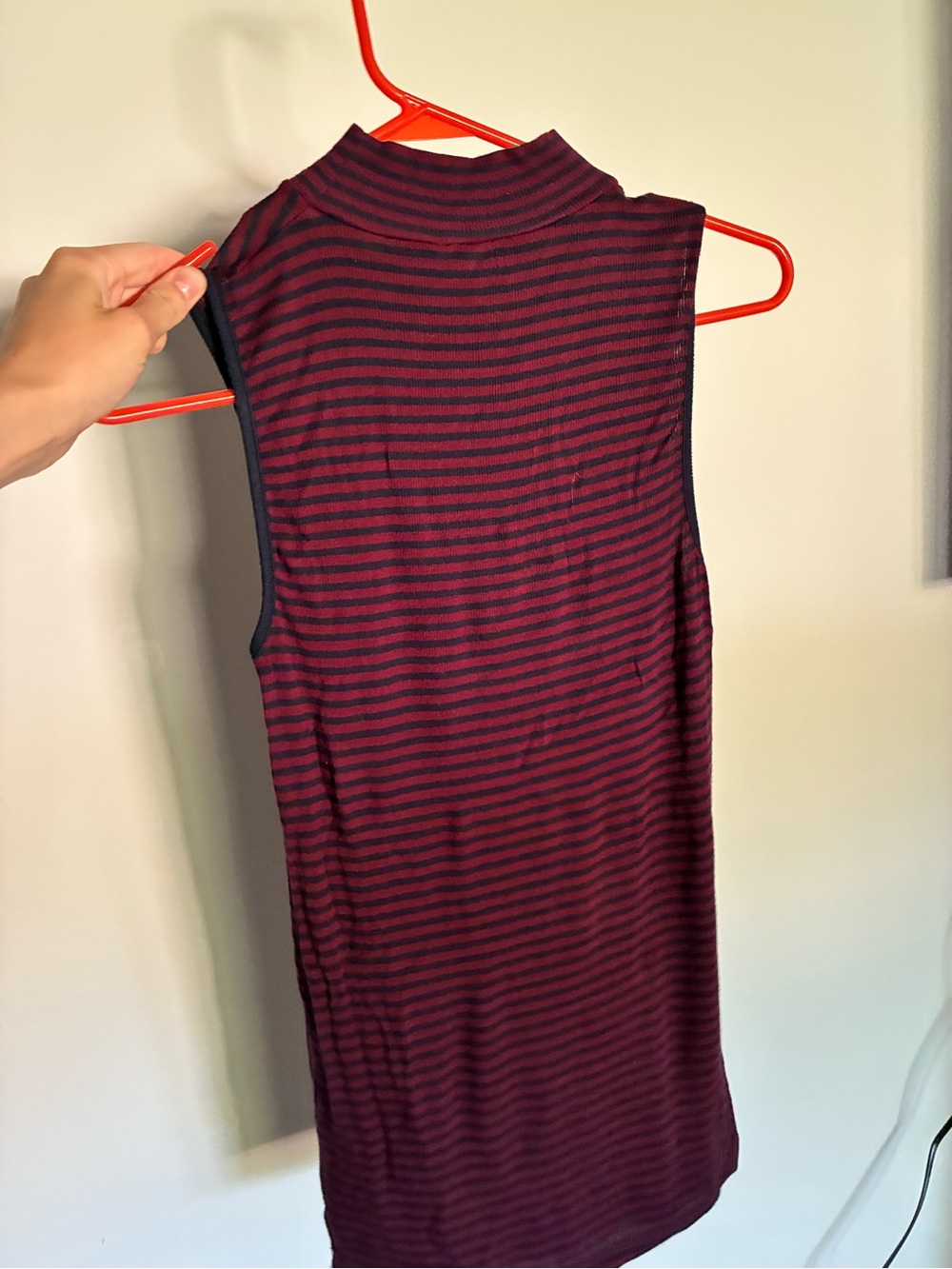GAP Sleeveless Mock Neck Striped Top - Burgundy & Navy
